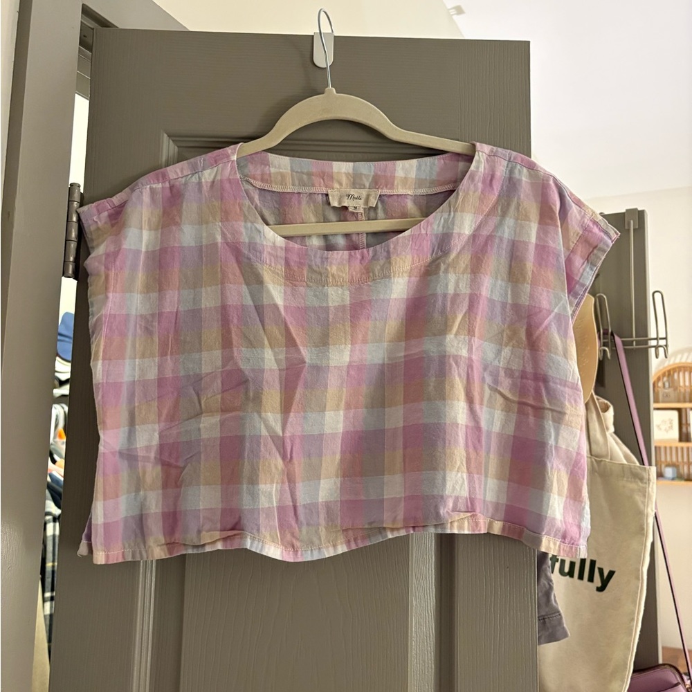 Pink Plaid Cropped Top